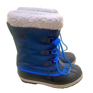 Sorel Yoot PAC Waterproof winter Snow boots soft Sherpa & nylon navy/blue sz 7
